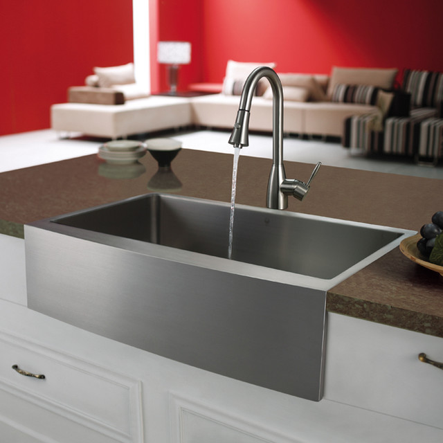 Vigo Premium Series Farmhouse Stainless Steel Kitchen Sink And Faucet