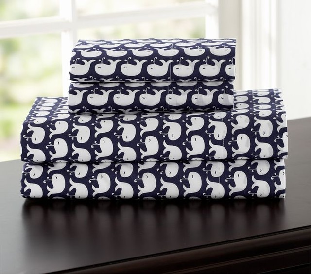 Whale Sheeting Eclectic Kids Bedding by Pottery Barn Kids