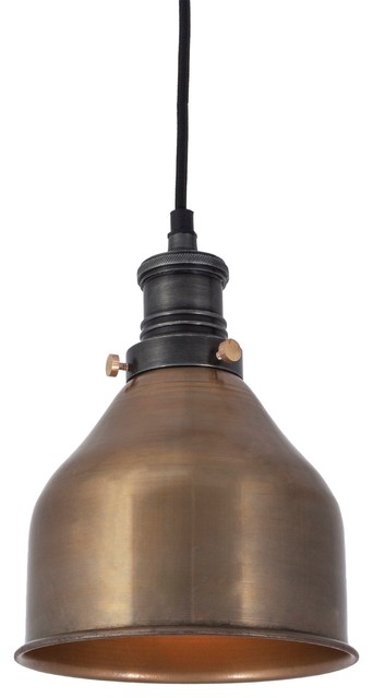 Brooklyn Vintage Small Metal Cone Pendant Light - Brass - 7 inch