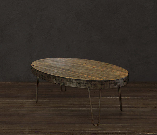 Oval Industrial Reclaimed Wood Coffee Table Modern Coffee Tables