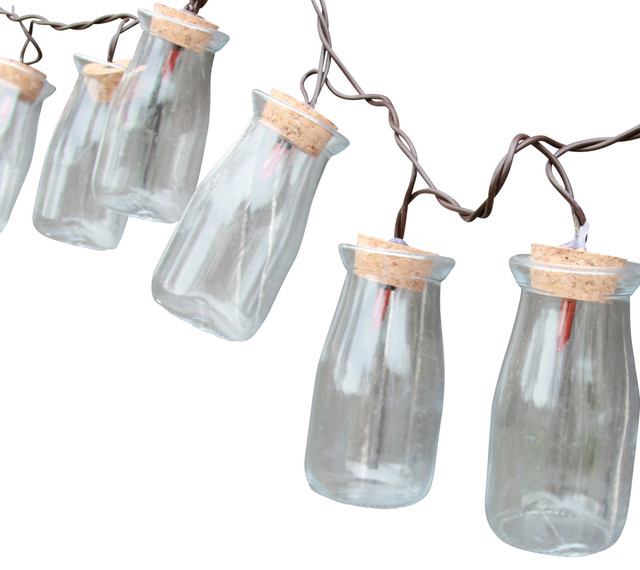 Milk Bottle String Lights, 10-Count - Farmhouse - Outdoor Rope And String Lights - by DEI