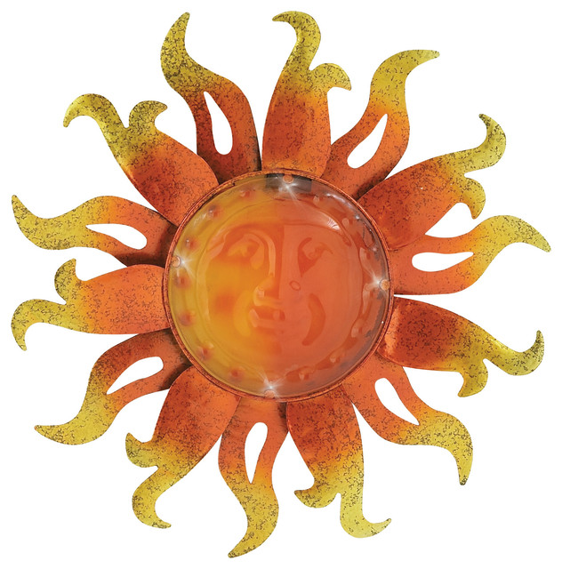 Enticing Metal Glass Solar Sun Face - Traditional ...