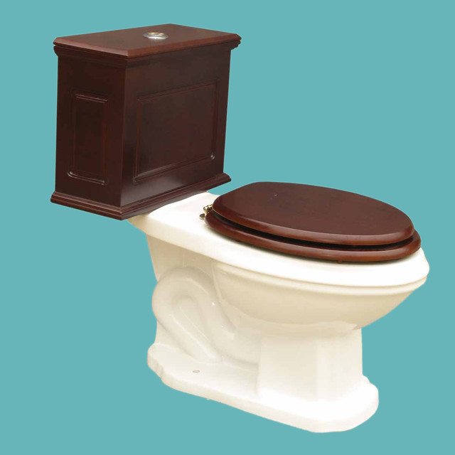 Toilets Bone Lowboy Flat Panel Elongated Dark Oak Finishish 16780