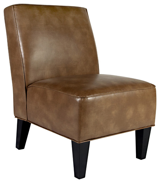 Portfolio Madigan Chocolate Brown Renu Leather Armless Chair