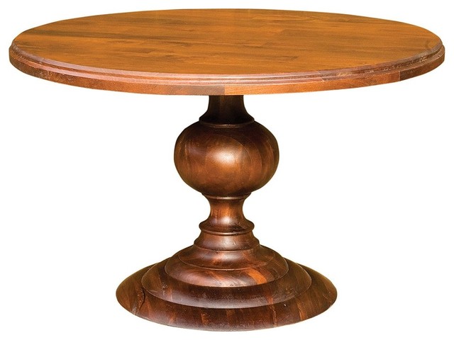 48" Round Pedestal Dining Table - Dark Oak - Traditional - new york