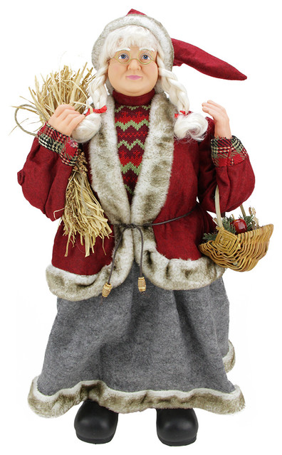 country mrs santa claus with hay and basket red 24 country mrs santa claus with hay and basket red 24