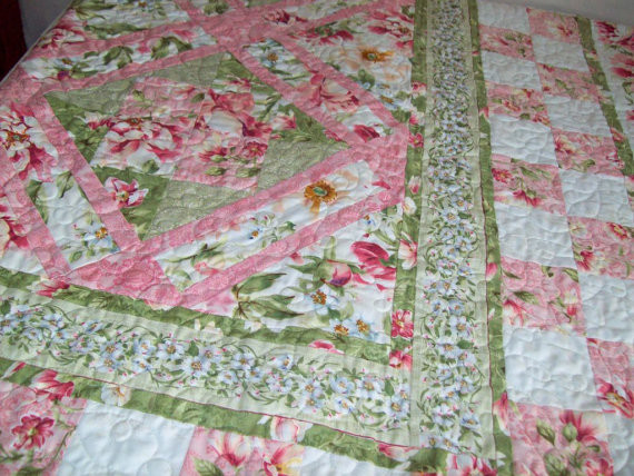 Peony Garden Quilt Twin Size by Pamela Quilts - Traditional - Quilts