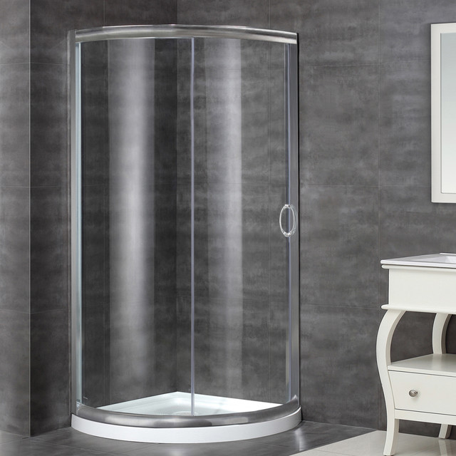Aston Stainless Steel 40 x 40inch Round Shower Enclosure with Base Contemporary Shower