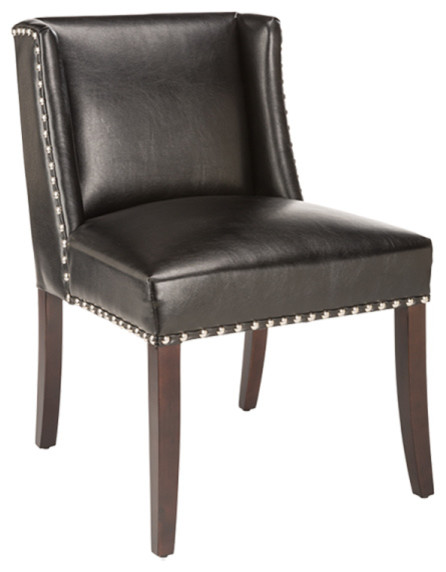 Low Back Wing Dining Chair in Bonded Leather, Black Leather - Contemporary - Dining Chairs - by ...