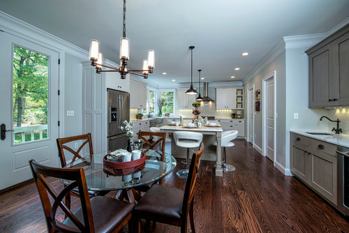 Expansive Bright White Kitchen with Dine-in Area