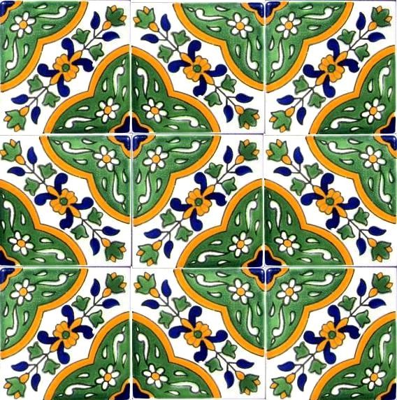 Hand Painted 4" x 4" Decorative Ceramic Tiles Midcentury Tile