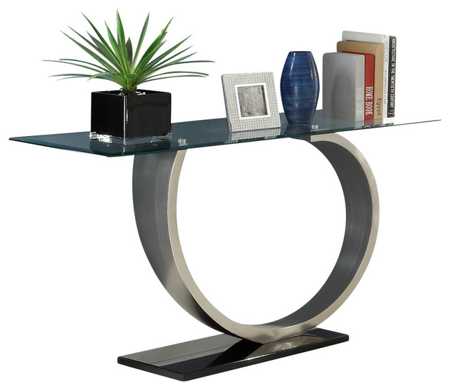 Narrow Console Table Canada Home Furniture Design Homelegance Silvera Rectangular Glass Sofa Table With Brushed Chrome Base Console Tables By Narrow Canada