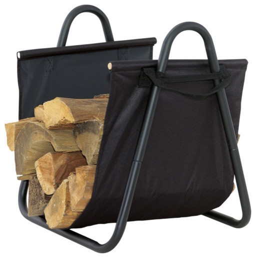 Uniflame W1580 Black Log Holder w/ Heavy Canvas Carrier Traditional