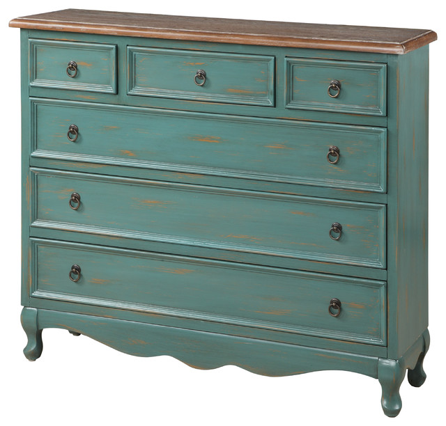 Cottage Narrow Chest, Teal - Traditional - Accent Chests And Cabinets