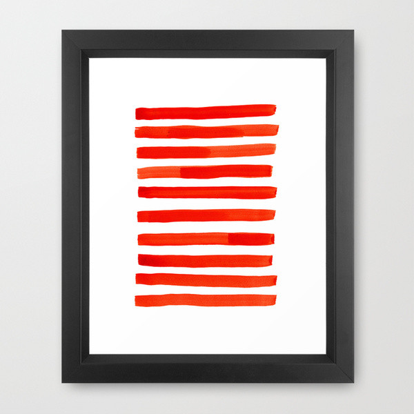 Red Stripe Framed Art Print Contemporary Artwork by Society6