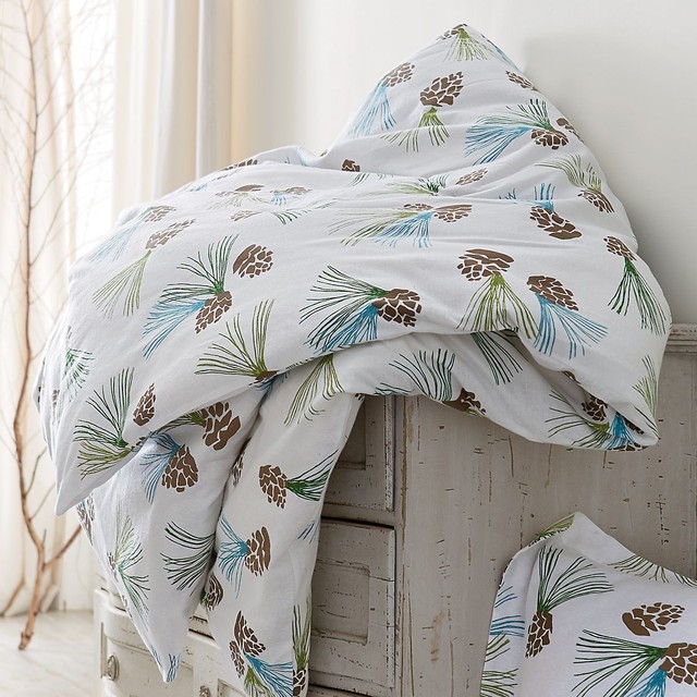 Pinecone Flannel Sheets & Bedding Set Contemporary Bedding by The