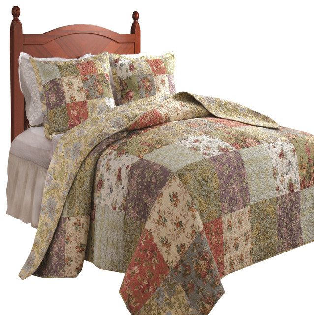 Greenland Home Blooming Prairie Bedspread Set, 3Piece Queen