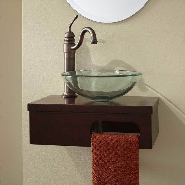 18" Dell Mahogany WallMount Vessel Vanity with Towel Bar modern