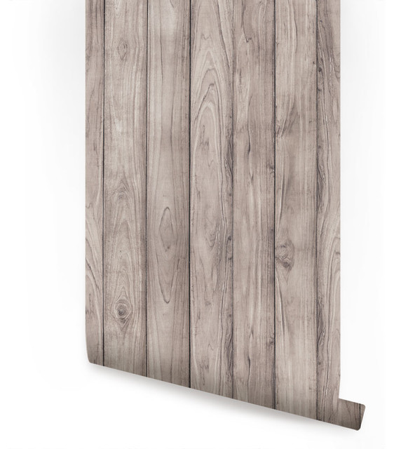 Wood Wallpaper, Peel and Stick Rustic Wallpaper by Simple Shapes