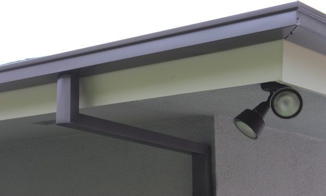 Modern Box Style Rain Gutters with 2x3 Downspouts in West Hollywood