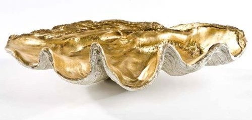 large clam shell with antique gold leaf tropical home decor