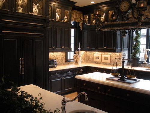 Black Kitchen Cabinets Marble Countertop Island Countertop Backsplash Modern Cabinets Black Kitchen