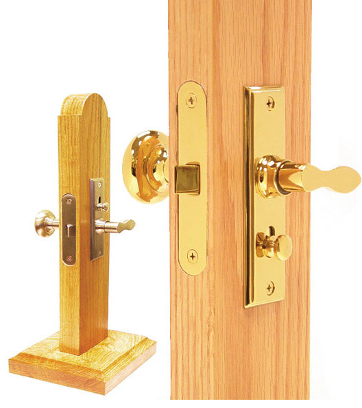 Polished Brass Screen Door Mortise Lock Set Contemporary Door Entry