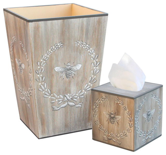 Allen G. Designs Napoleonic Bee Wastebasket and Tissue Box Set Rustic Bins by Allen G Designs