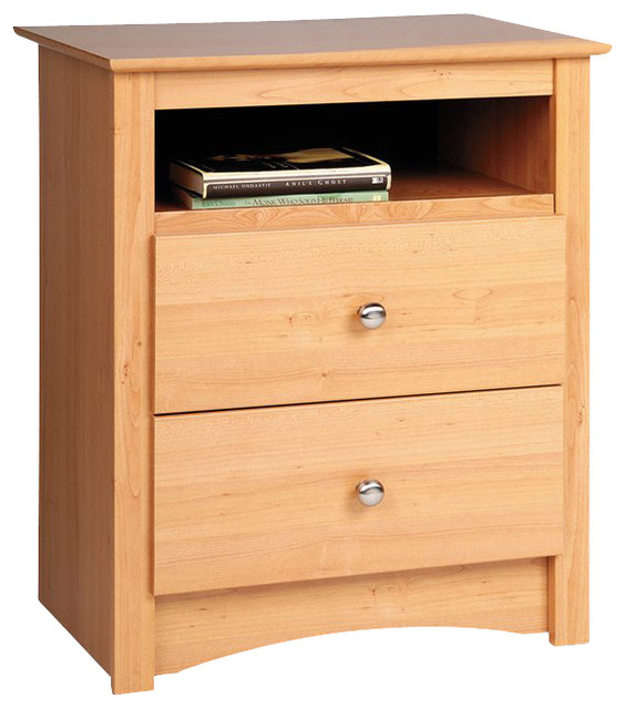 Prepac Sonoma Maple Tall 2Drawer Night Stand Transitional