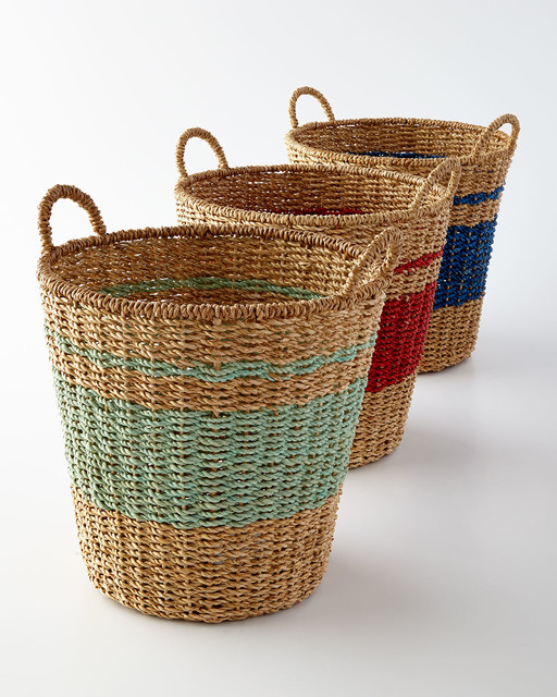 Aqua Storage Basket Contemporary Baskets by Horchow