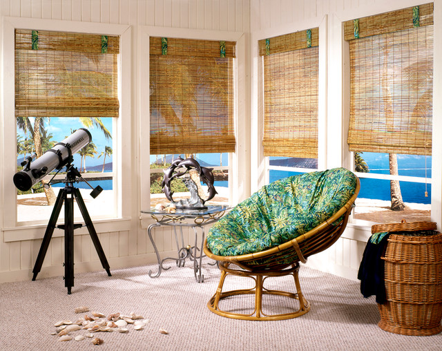 Eclectic Sunroom San Diego Woven Wood Shades For Your Tropical Paradise tropical-sunroom