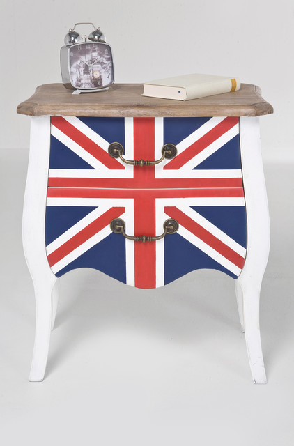 Table de nuit Union Jack patinée  récup'art déco