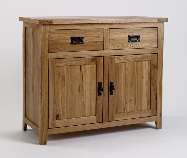 Solid Westbury Reclaimed Oak Small Sideboard With Antique Brass Handle