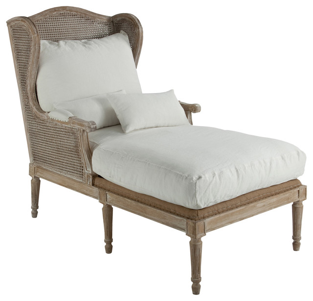 Havana French Country Linen Caned Back Lounge Chair Farmhouse Armchairs And Accent Chairs