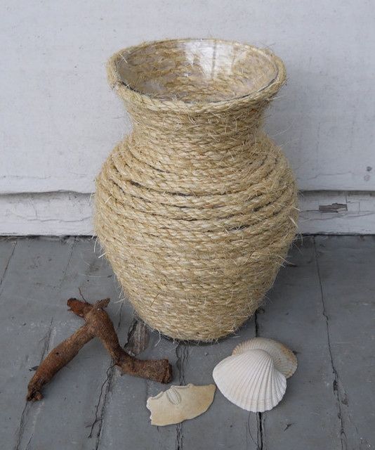 Beachy Nautical Roped Vase by Stalking the Wild Snark Contemporary