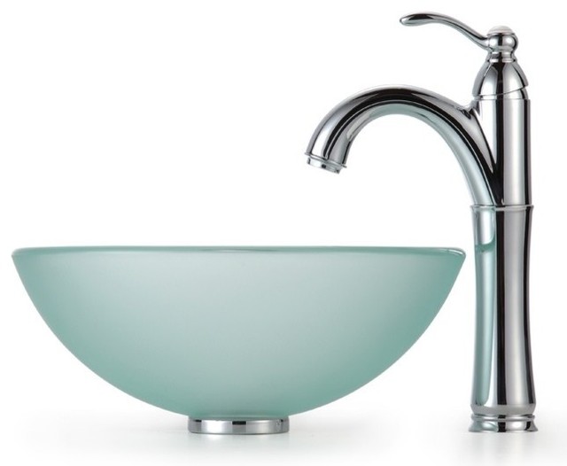 ... Glass Vessel Sink & Rivera Faucet (Chrome) contemporary-bathroom-sinks