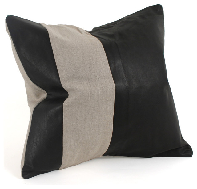 Leather & Linen Pillow - Contemporary - Decorative Pillows - albuquerque - by Pfeifer Studio