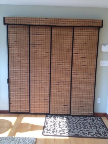 Bali Woven Wood Sliding Panel In Home Of Customer Jill Vertical