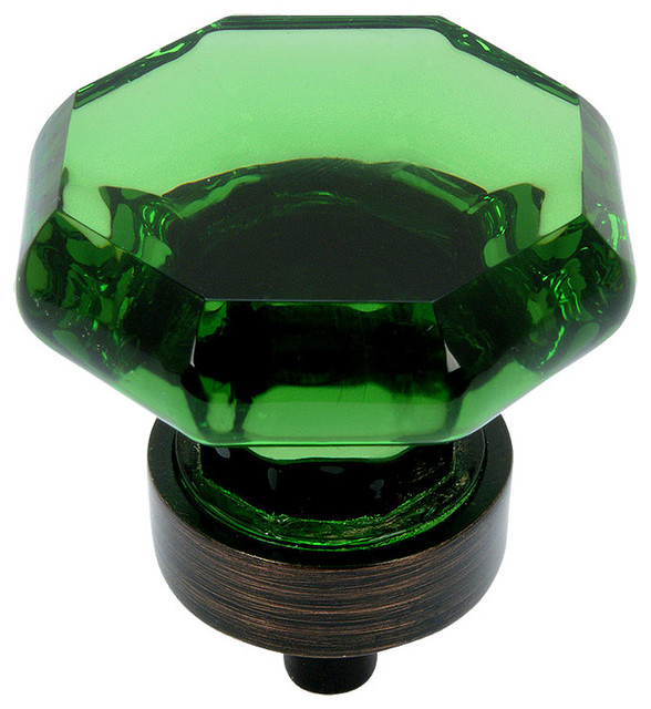 Oil Rubbed Bronze & Emerald Glass Knob