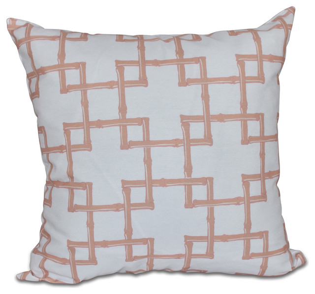 Bamboo 2, Geometric Print Pillow, Coral, 20