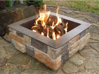 FireScapes Smooth Ledge Square Propane Fire Pit - Modern 