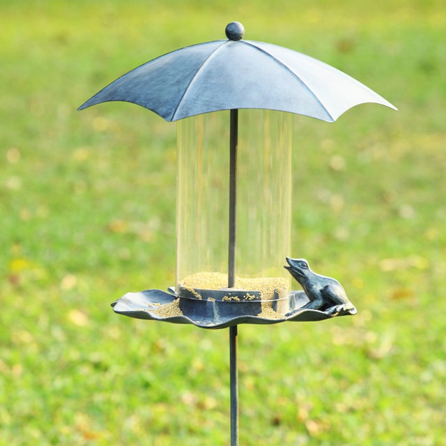 Frog and Glass Bird Feeder Eclectic Bird Feeders atlanta by