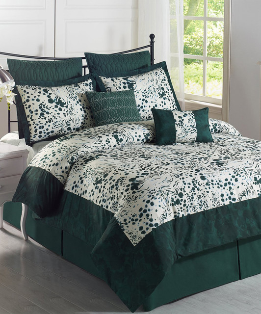 hunter green white splash comforter set modern hunter green white splash comforter set modern