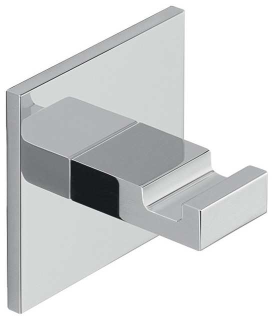Adhesive Mounted Square Polished Chrome Aluminum Hook Contemporary