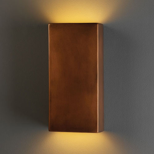 Ambiance Antique Copper Large Rectangle Two-Light Bathroom Wall Sconce modern-bathroom-vanity ...