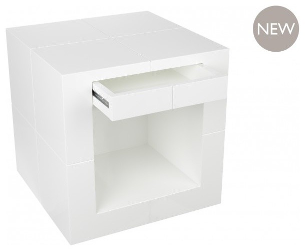 The Drawer Cube White Contemporary Side Tables And End Tables