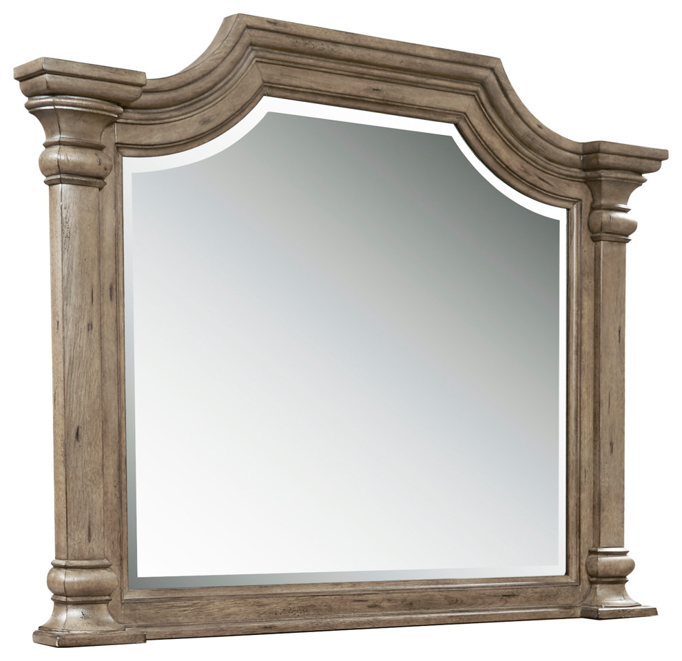 Pulaski Garrison Cove Wood Framed Mirror W Crown Molding In Honey