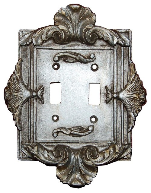 Florentine Double Switch Plate in Gilt Silver Traditional Switch