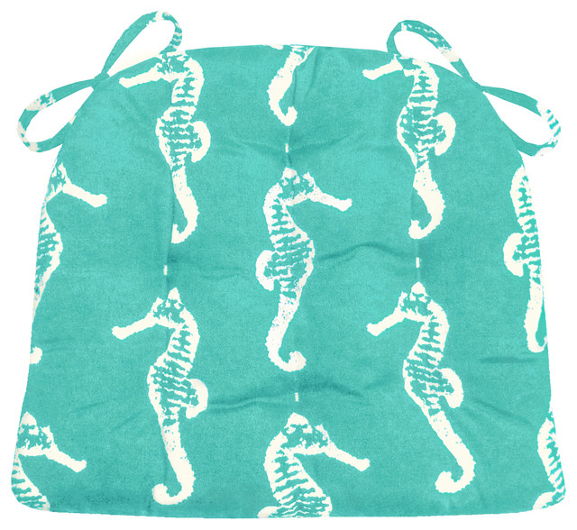 Sea Shore Seahorse Aqua Coastal Dining Chair Pads & Patio Cushions