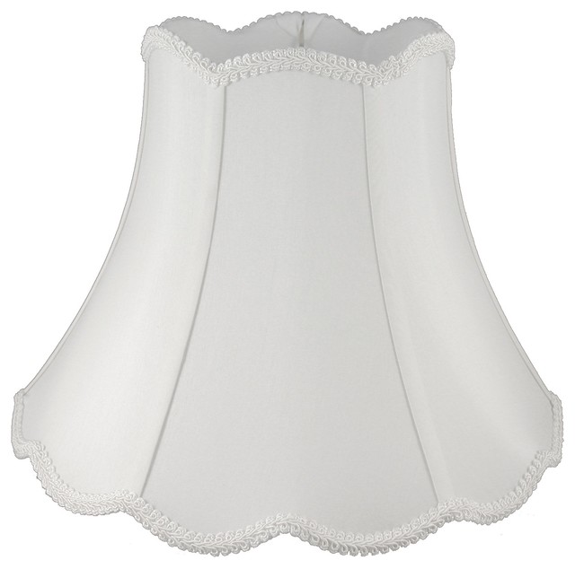 Scallop Top & Bottom Bell Shaped White Lampshade, 14x7x10.5